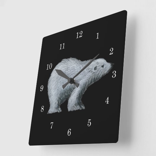 Polar Bear Wall Clock Quadratische Wanduhr (Winkel)