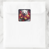 Polar Bear Wants You To Be His Valentine Quadratischer Aufkleber (Tasche)