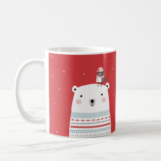 Polar Bear Warm wünscht Tasse in Rot (Links)