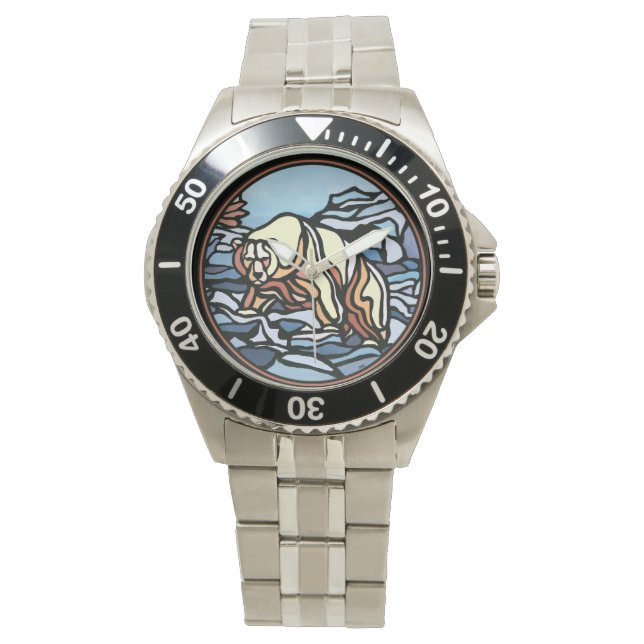 Polar Bear Watch Native Art Bear Armbanduhr (Vorderseite)