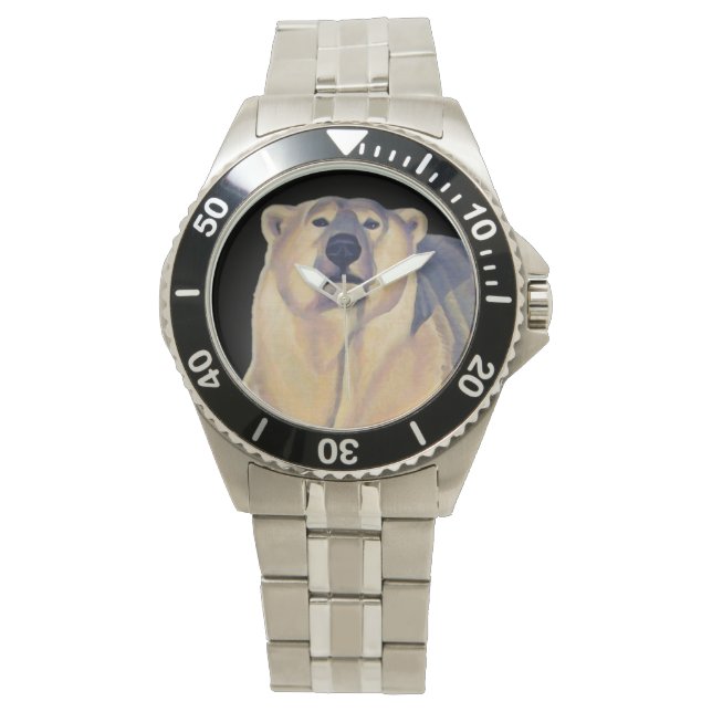 Polar Bear Watch Wildlife Art Bär Armbanduhr (Vorderseite)