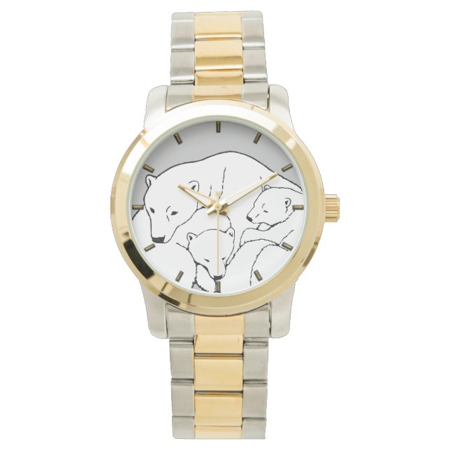Polar Bear Watch Wildlife Bären Cubs Wrist Watch Armbanduhr (Vorderseite)