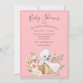 Polar Bear Watercolor Pink Babydusche Einladung (Vorderseite)