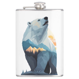 Polar Bear Wear Hoodie Funny Cool Animal Vector Flachmann