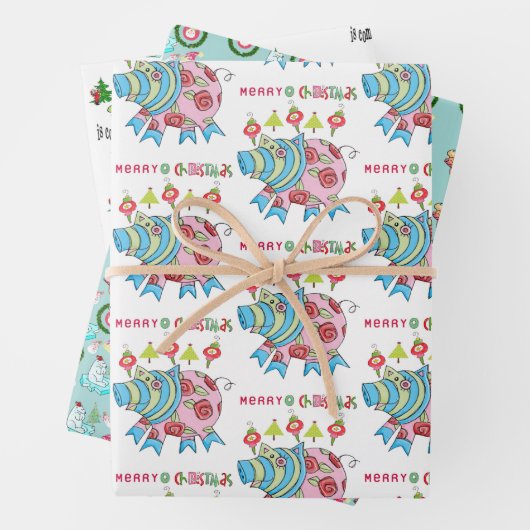Polar Bear Weihnachtsblätter Wrapping Paper Pig Geschenkpapier Set (Beispiel)