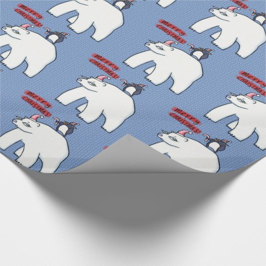 Polar Bear Weihnachtsblauer Wrapping Paper Geschenkpapier (Ecke)