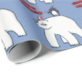 Polar Bear Weihnachtsblauer Wrapping Paper Geschenkpapier (Rolleneckpunkt)