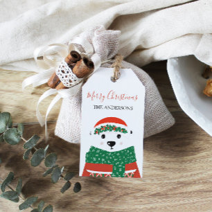 Polar Bear Weihnachtsfamilie Name  Geschenkanhänger