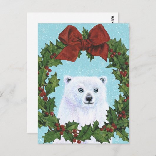 Polar Bear Weihnachtsfeiertag Postkarte (Vorne/Hinten)