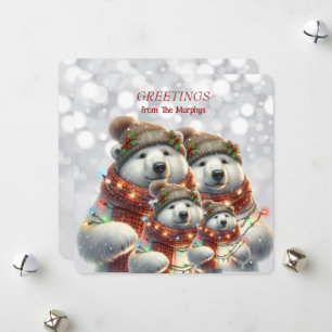 Polar Bear Weihnachtsgrüße von Name Family Feiertagskarte