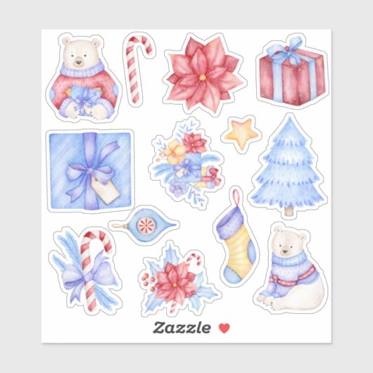 Polar Bear Weihnachtskleber Aufkleber (Blatt)