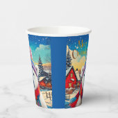 Polar Bear Weihnachtsmannmütze und Schal Frohe Wei Pappbecher (Links)