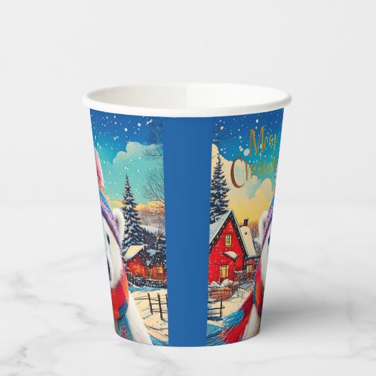 Polar Bear Weihnachtsmannmütze und Schal Frohe Wei Pappbecher (Links)