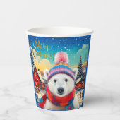 Polar Bear Weihnachtsmannmütze und Schal Frohe Wei Pappbecher (Vorderseite)
