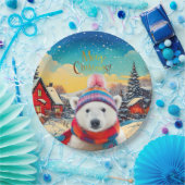 Polar Bear Weihnachtsmannmütze und Schal Frohe Wei Pappteller (Party)