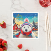 Polar Bear Weihnachtsmannmütze und Schal Frohe Wei Serviette (Beispiel)
