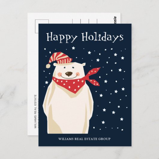 Polar Bear Weihnachtsmannmütze Weihnachten Firmeng Postkarte (Vorne/Hinten)