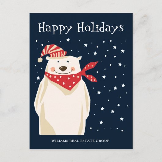 Polar Bear Weihnachtsmannmütze Weihnachten Firmeng Postkarte (Vorderseite)