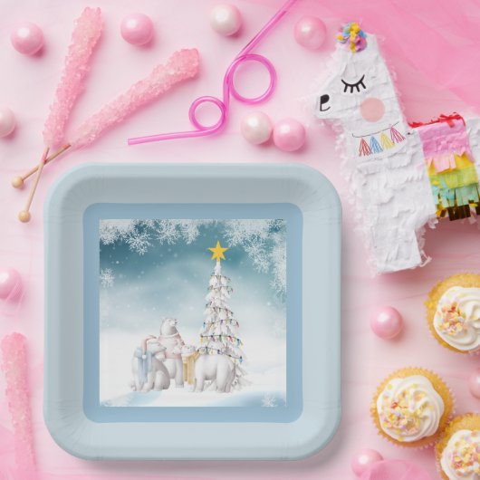 Polar Bear Weihnachtspapier Teller (Party)