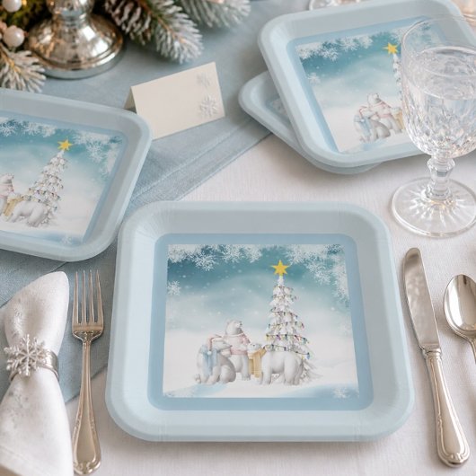 Polar Bear Weihnachtspapier Teller