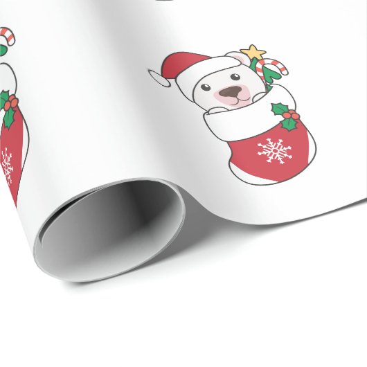 Polar Bear Weihnachtsschnee Wintertiere Polar Geschenkpapier (Rolleneckpunkt)