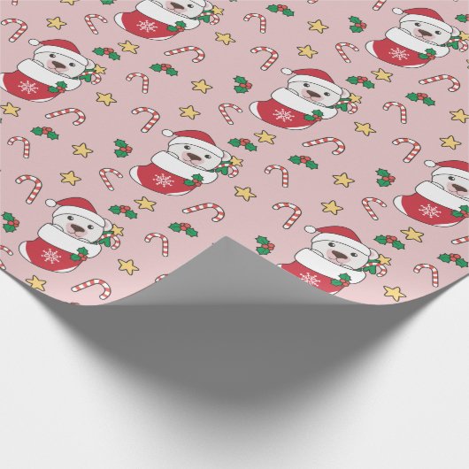 Polar Bear Weihnachtsschnee Wintertiere Polar Geschenkpapier (Ecke)