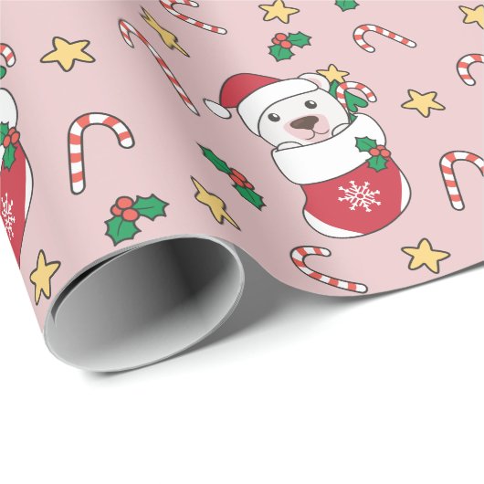 Polar Bear Weihnachtsschnee Wintertiere Polar Geschenkpapier (Rolleneckpunkt)