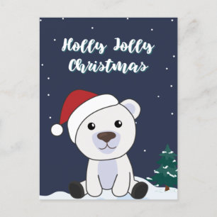 Polar Bear Weihnachtsschnee Wintertiere Polar Hol Feiertagspostkarte