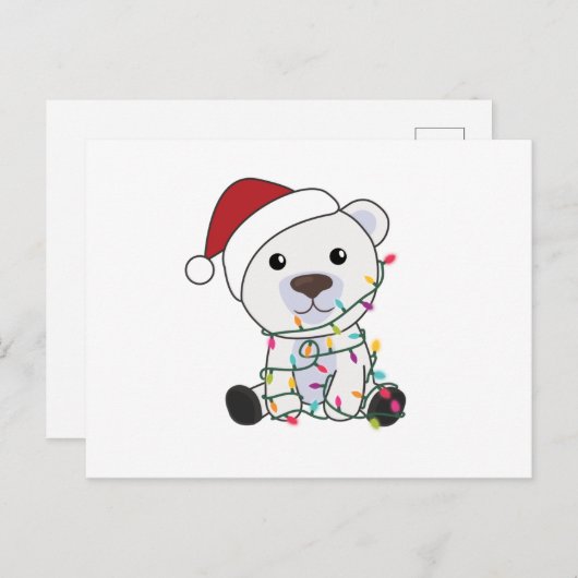 Polar Bear Weihnachtsschnee Wintertiere Polar Postkarte (Vorne/Hinten)