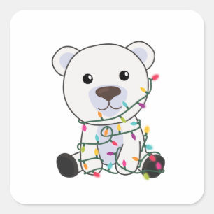 Polar Bear Weihnachtsschnee Wintertiere Polar Quadratischer Aufkleber