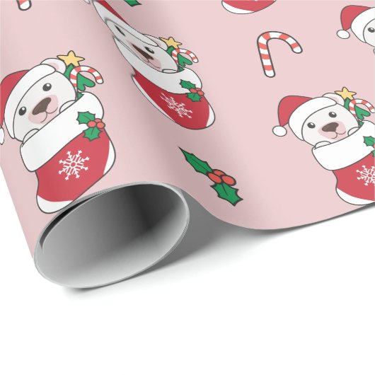 Polar Bear Weihnachtsschnee Wintertiere Polar Wra Geschenkpapier (Rolleneckpunkt)