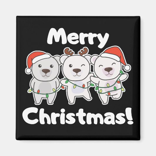 Polar Bear Weihnachtstiere Polar Bears Merry Mag Magnet (Vorne)