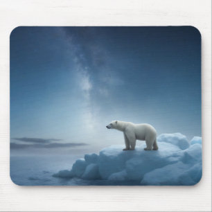 Polar Bear Wild Majestic Animal on a Starry Galaxy Mousepad