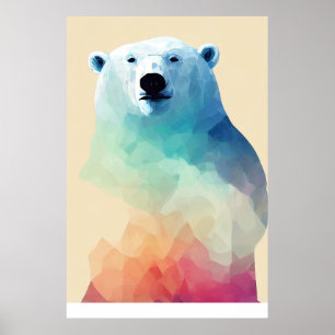 Polar Bear Wild Nature Animal Colors Malerei Poster