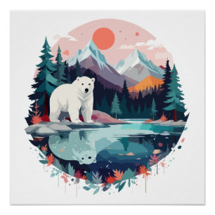 Polar Bear Wildlife Animal Nature Outdoor Forest Poster
