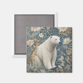Polar Bear William Morris Inspiriert floral Magnet (Vorderseite/Rückseite)