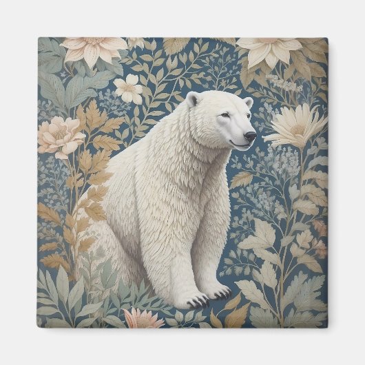 Polar Bear William Morris Inspiriert floral Magnet (Vorne)