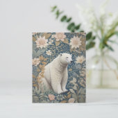 Polar Bear William Morris Inspiriert floral Postkarte (Stehend Vorderseite)
