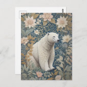 Polar Bear William Morris Inspiriert floral Postkarte (Vorne/Hinten)
