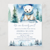 Polar bear winter baby Dusche Budget Einladung (Vorderseite)