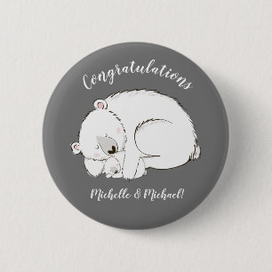 Polar Bear Winter Baby Dusche Button