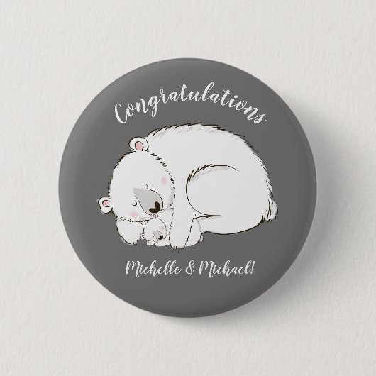 Polar Bear Winter Baby Dusche Button (Vorderseite)