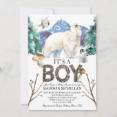 Polar Bear Winter Baby Dusche Einladung (Vorderseite)