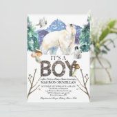 Polar Bear Winter Baby Dusche Einladung (Stehend Vorderseite)