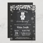 Polar Bear Winter Baby Dusche Halbpension Einladung (Vorne/Hinten)