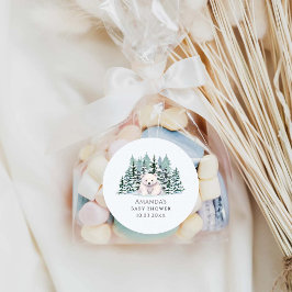 Polar Bear Winter Baby Dusche Runder Aufkleber