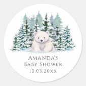 Polar Bear Winter Baby Dusche Runder Aufkleber (Vorderseite)