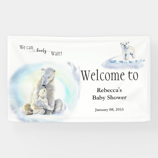 Polar Bear Winter Baby Dusche Willkommen Banner (Horizontal)