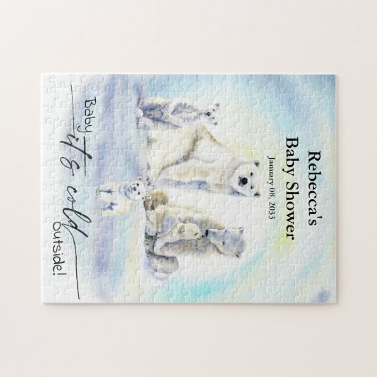 Polar Bear Winter Baby Shower Cold Außenbereich Puzzle (Horizontal)