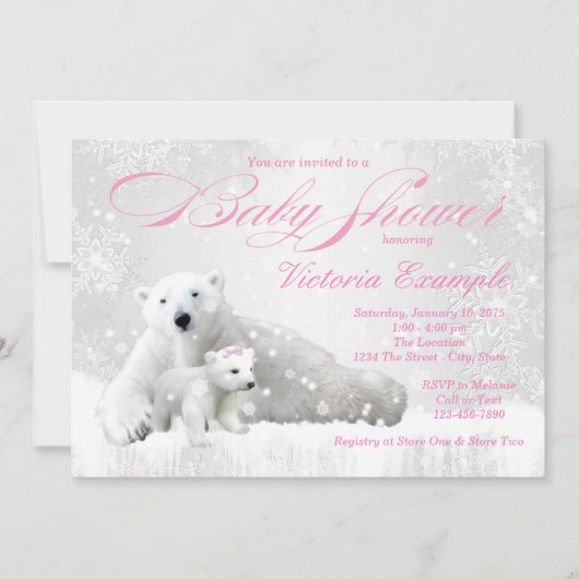 Polar Bear Winter Baby Shower Einladung (Vorderseite)